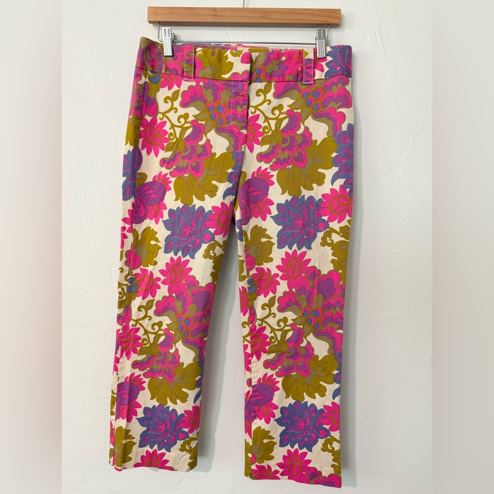 J. Crew Pink and Yellow Floral Pants